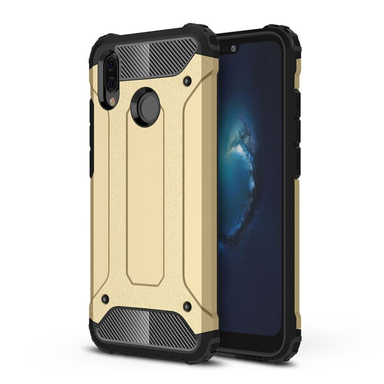 Rugged TPU+PC case for Huawei P20 Lite, gold textured back and raised corners