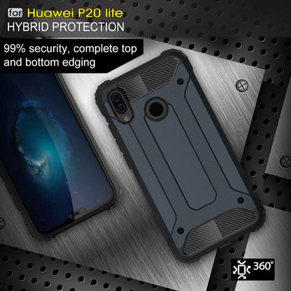 Navy rugged phone case with textured heat-dissipation pattern and raised top and bottom edges