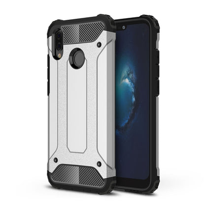 Rugged TPU+PC case for Huawei P20 Lite, silver textured back and bumper