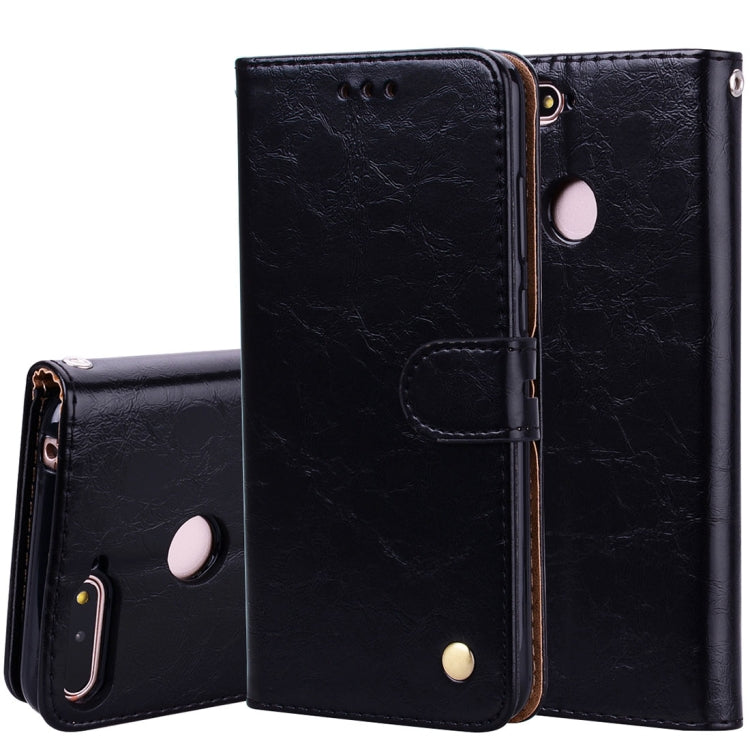 Black leather flip phone wallet case for Huawei Honor 7A with card slots and holder