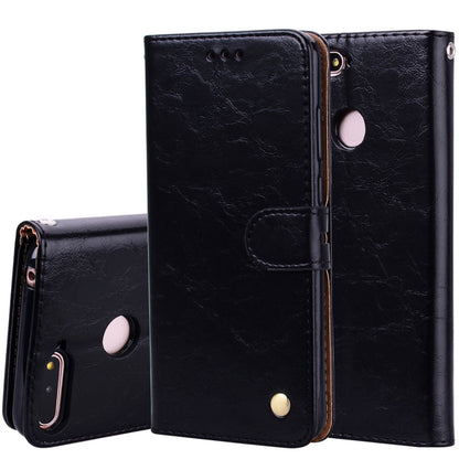 Black leather flip phone wallet case for Huawei Honor 7A with card slots and holder