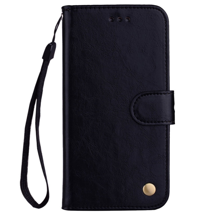 Black leather flip wallet case for Huawei Honor 7A with wrist strap and magnetic closure