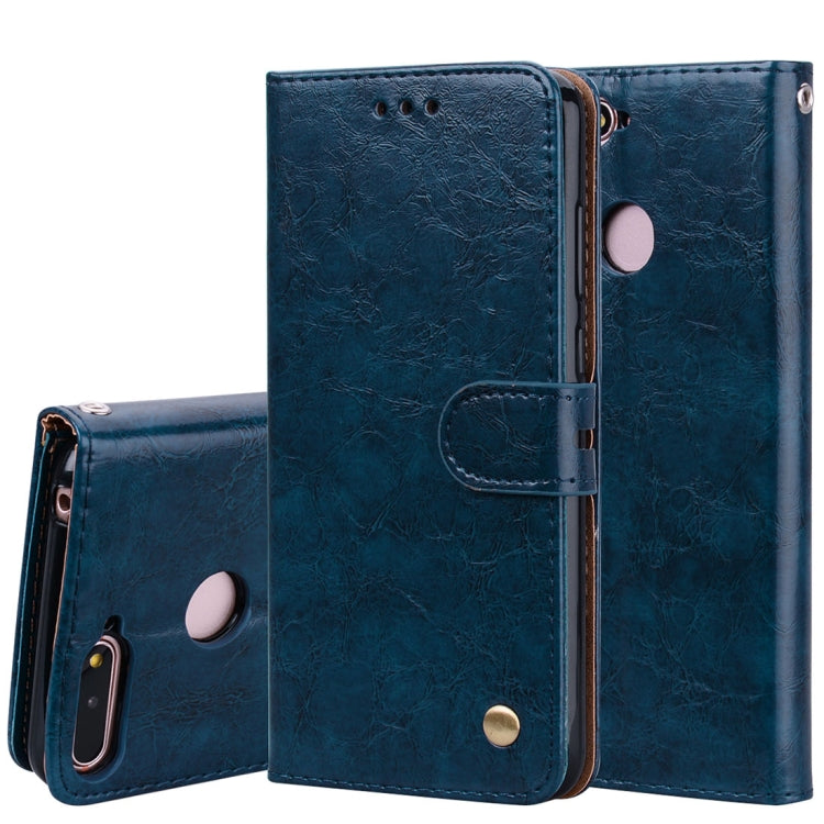 Blue leather flip phone wallet case for Huawei Honor 7A with card slots and holder