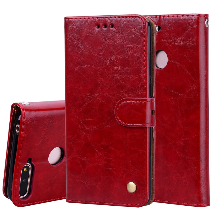 Red leather flip phone wallet case for Huawei Honor 7A with card slots and holder
