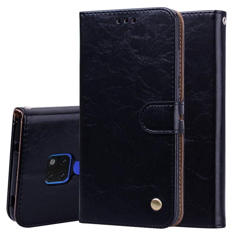 Black leather flip phone case with card holder for Huawei Mate 20, open view