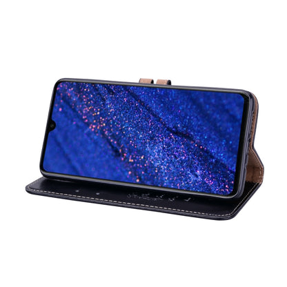 Black leather flip phone case for Huawei Mate 20 with front cover and viewing stand