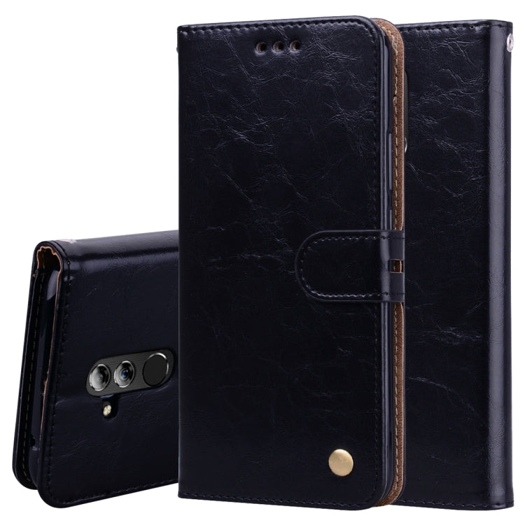 Black flip leather wallet case with card holder and snap button for Huawei Mate 20 Lite