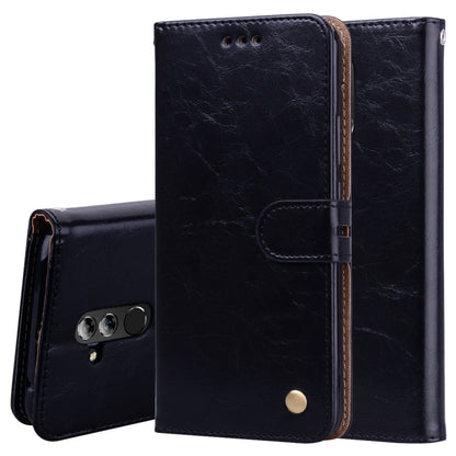 Black flip leather wallet case with card holder and snap button for Huawei Mate 20 Lite