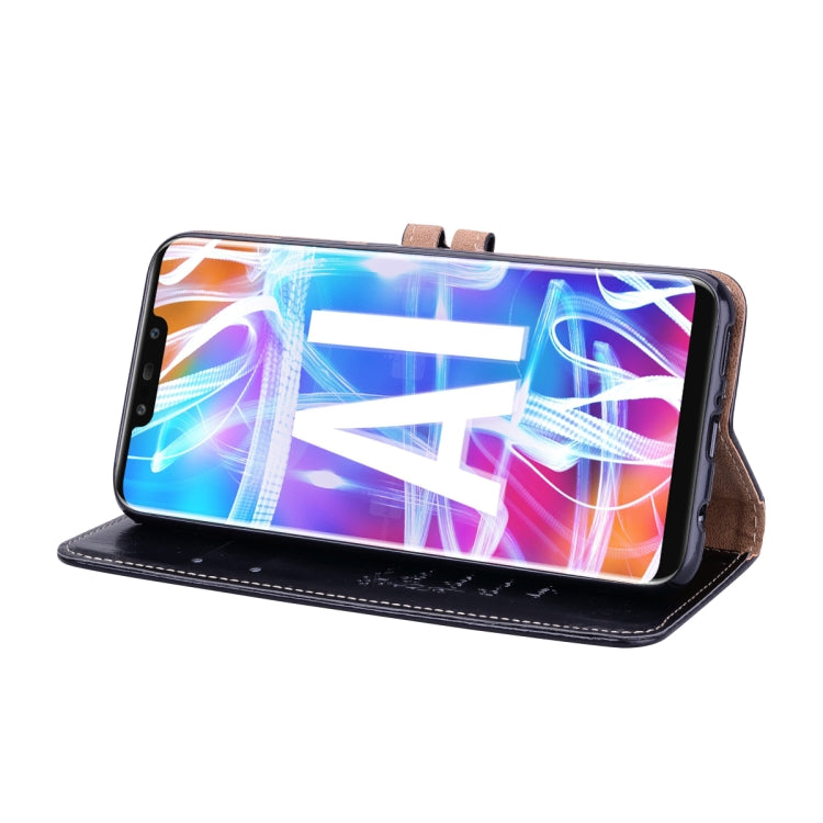 Black flip leather wallet phone case with standing front for Huawei Mate 20 Lite