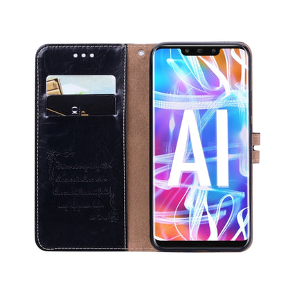 Black flip leather wallet case with card slots and phone holder for Huawei Mate 20 Lite