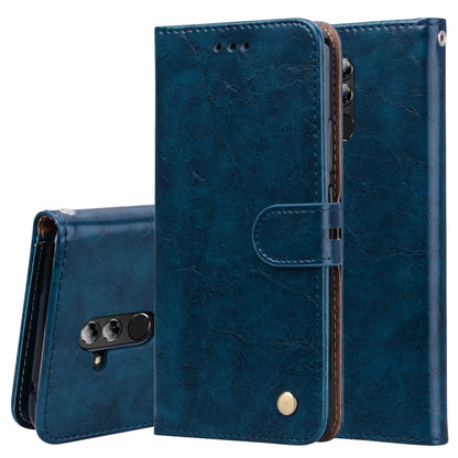 Blue flip leather wallet phone case with card holder and snap button for Huawei Mate 20 Lite