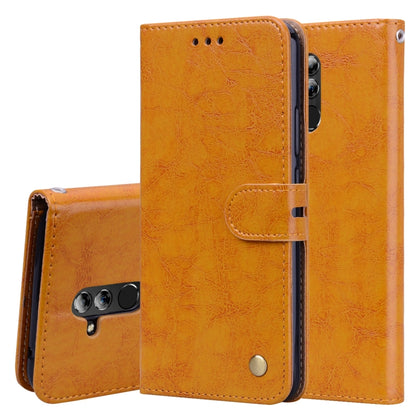 Tan flip leather wallet phone case with card holder and snap button for Huawei Mate 20 Lite