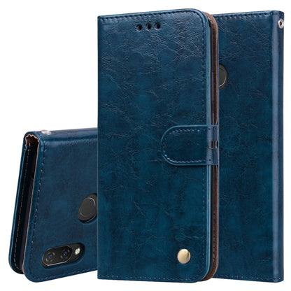 Blue flip leather phone wallet case with snap closure and card slots