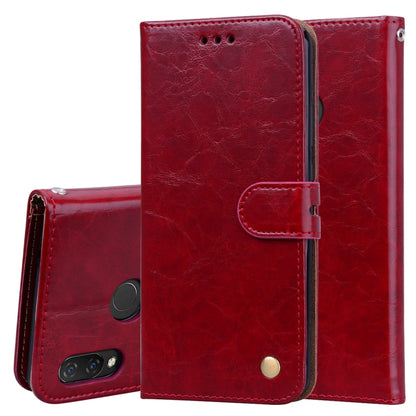 Red flip leather phone wallet case with snap closure and card slots