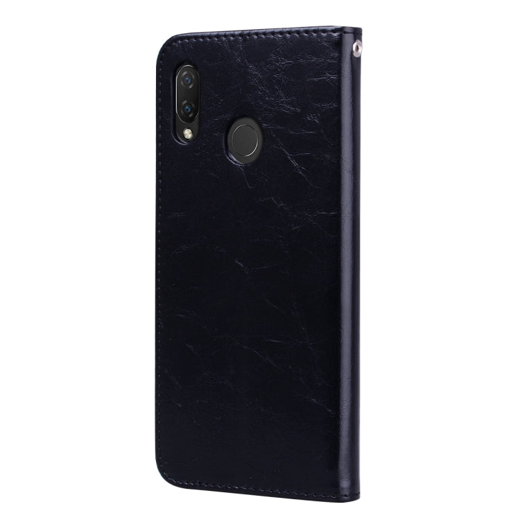 Black leather-look flip phone case with textured finish and camera cutout