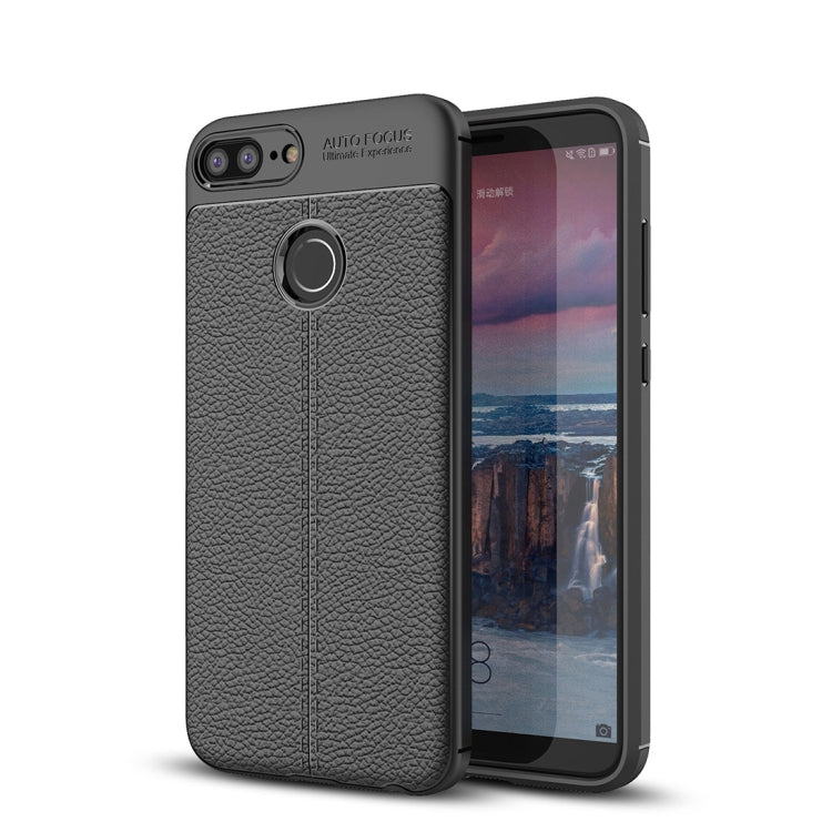 Textured soft TPU protective phone case for Honor 10 Lite, dark gray with ring grip