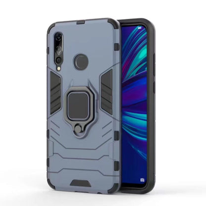 Shockproof phone case with magnetic ring holder, gray, with raised bumper protection