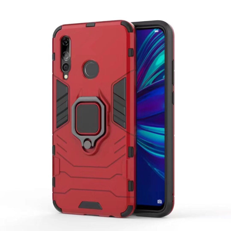 Shockproof phone case with magnetic ring holder, red, for back and side impact protection