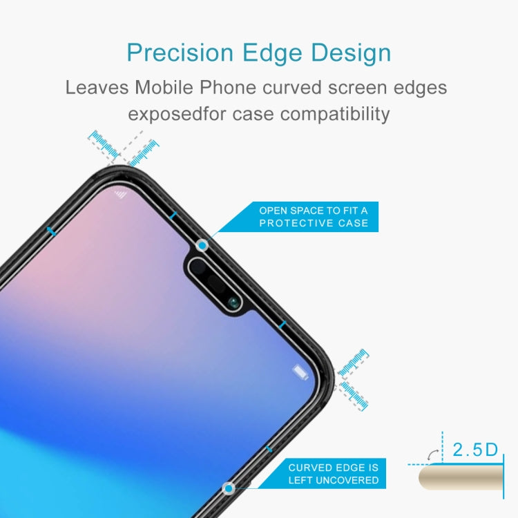 Tempered glass screen protector with rounded edge design for a phone display