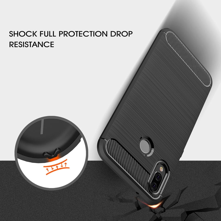 Huawei P20 Lite TPU protective case, black brushed back with camera opening and grip ring