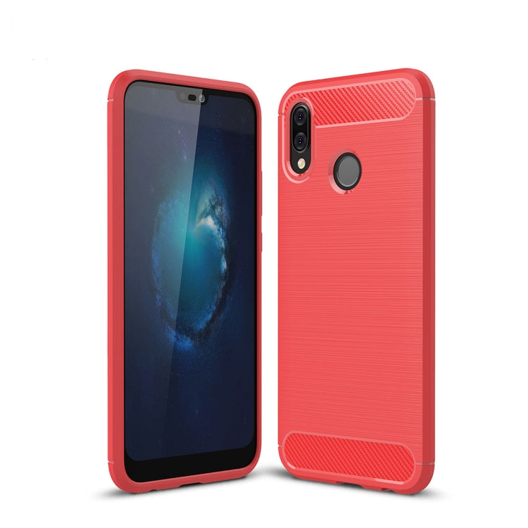 Huawei P20 Lite TPU protective case in red, brushed texture with camera cutouts and grip ring