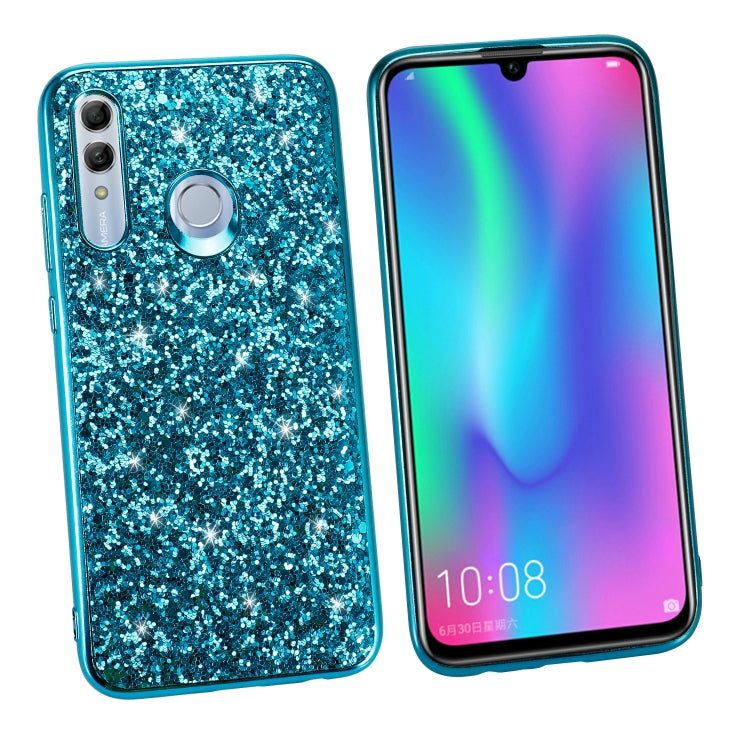 Blue glittery TPU phone case with matching phone front and back