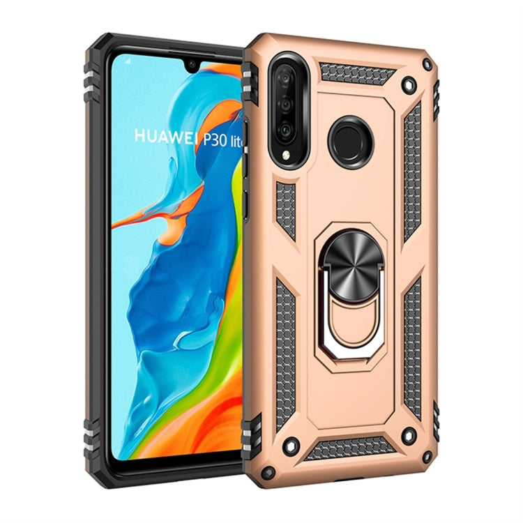 Rose gold shockproof TPU/PC phone case with 360° rotating metal ring kickstand