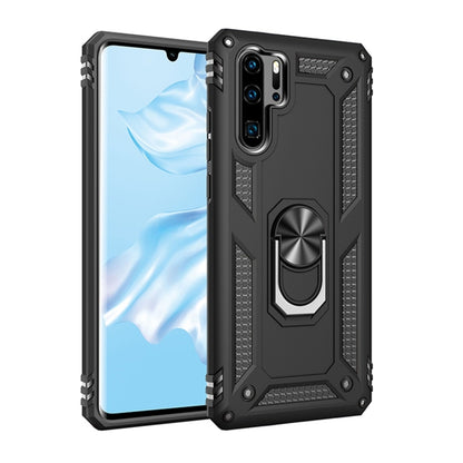 Black rugged protective phone case with metal ring kickstand for Huawei P30 Pro