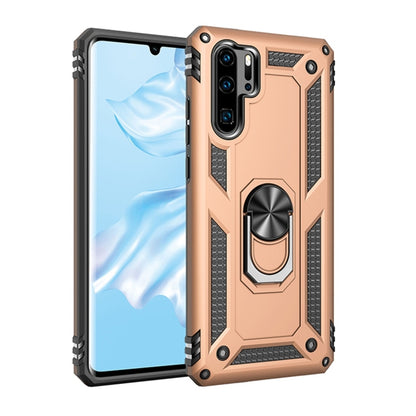 Rose gold armored protective phone case with metal ring kickstand for Huawei P30 Pro