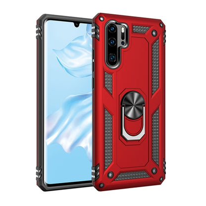 Red rugged shockproof phone case with metal ring kickstand for Huawei P30 Pro
