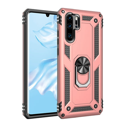 Huawei P30 Pro protective case with shockproof armor and rotating ring stand, rose pink
