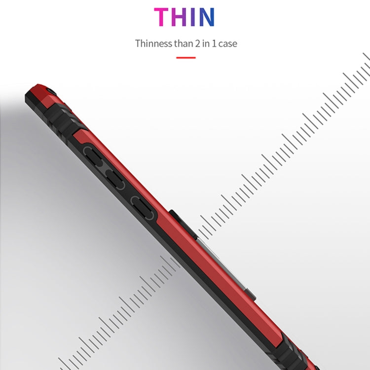 Red slim protective phone case with textured side grips and raised buttons
