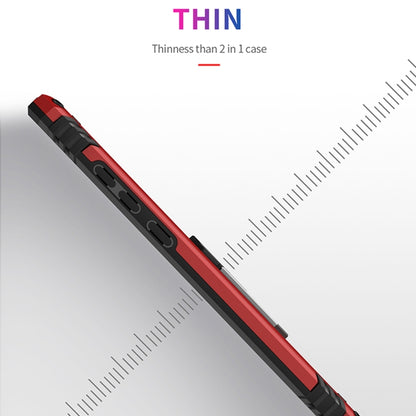 Red slim protective phone case with textured side grips and raised buttons