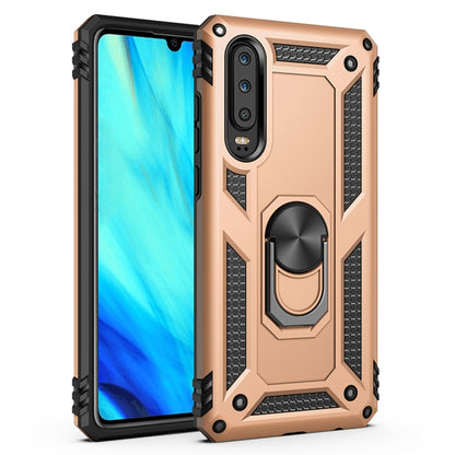 Rose gold rugged protective phone case with rotating metal ring kickstand