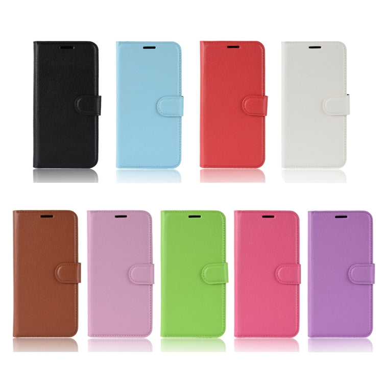 Flip leather phone case color options: black, blue, red, white, brown, pink, green, purple