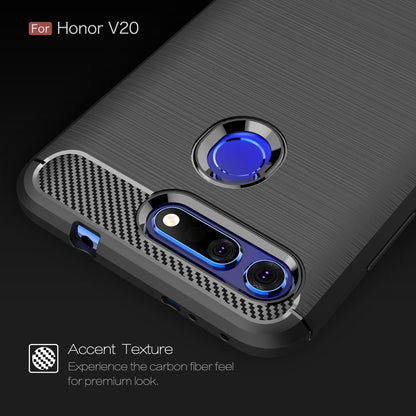 Black TPU phone case with carbon-fiber pattern around the dual camera cutouts