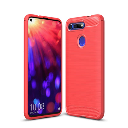 Red brushed texture TPU phone case with raised camera and protective screen edges