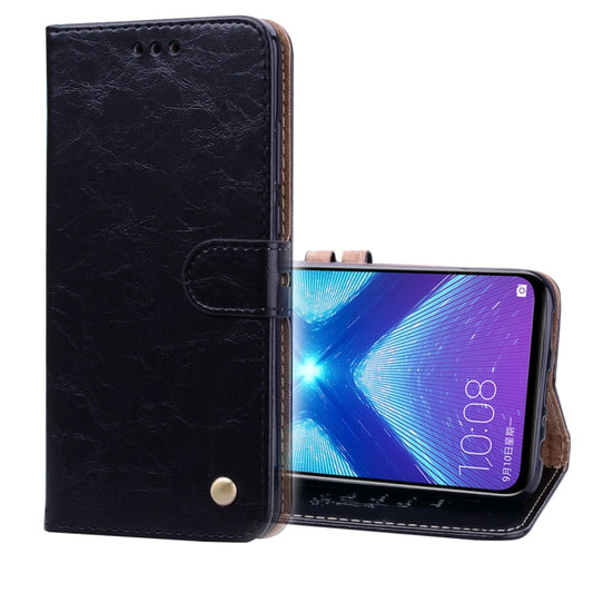 Black flip leather wallet case with card slots and stand