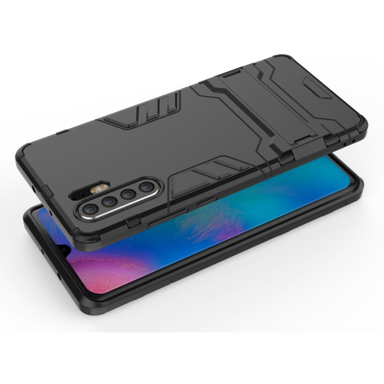 Rugged shockproof phone case for Huawei P30 Pro, black PC/TPU with raised edges