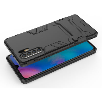 Rugged shockproof phone case for Huawei P30 Pro, black PC/TPU with raised edges