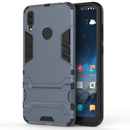 Shockproof phone case with holder, navy blue rugged TPU shell