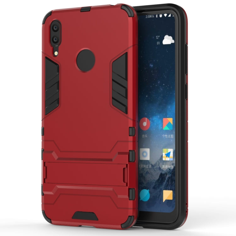 Shockproof phone case with holder, red rugged protective TPU shell