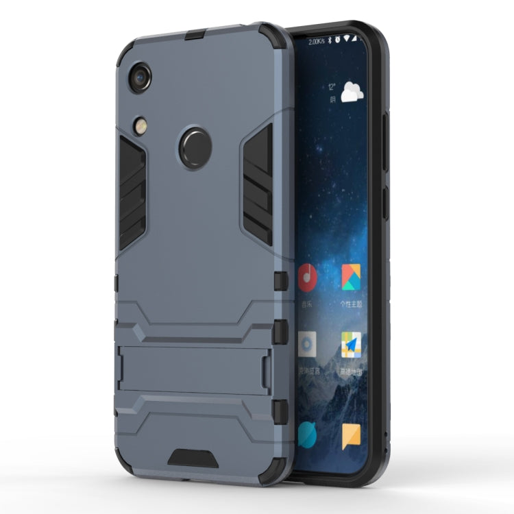 Shockproof phone case with holder, navy blue rugged TPU/PC armor with cutouts