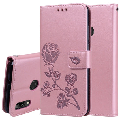 Pink embossed rose PU leather flip phone case with card holder