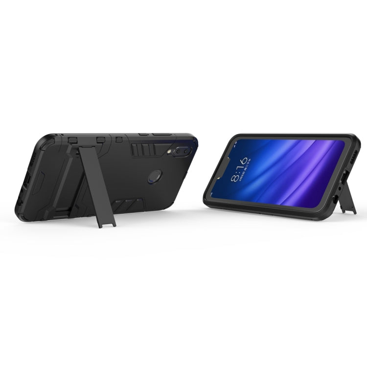 Shockproof phone case for Huawei Y9 2019/Enjoy 9 Plus, black with fold-out stand