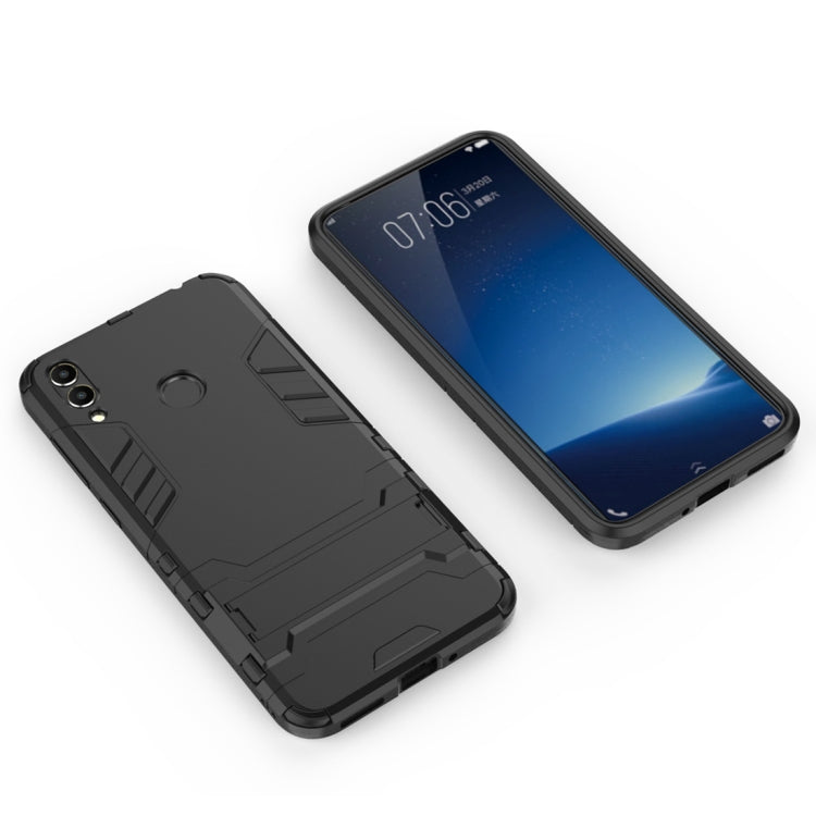 Rugged shockproof phone case for Huawei Honor 8C, black, front and back views