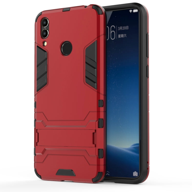 Rugged shockproof phone case with holder for Huawei Honor 8C, red, dual-layer protection