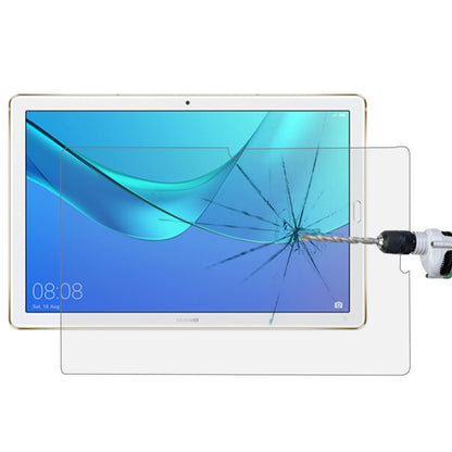 Tempered glass screen protector applied to tablet screen with impact crack