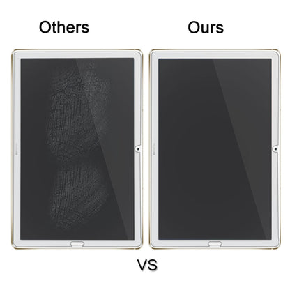 Tempered glass screen protector on tablet shown with matte protection comparison