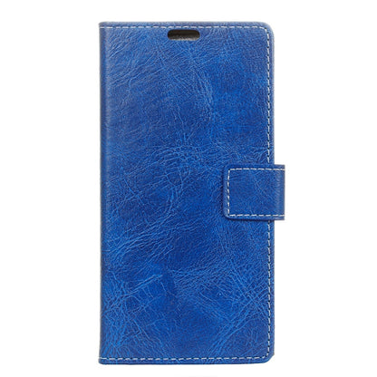 Blue folio leather phone wallet case with flip cover and front cutout for Huawei P30 Lite